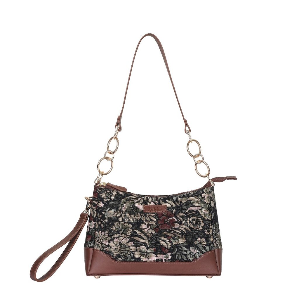 Ladies Vintage Pattern Tapestry Fabric Sling Shoulder Bag, Satchel Purse Handbag